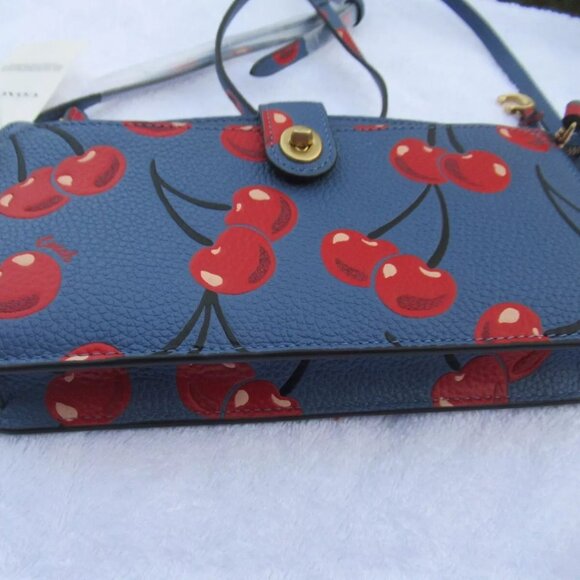 Coach Noa Pop Up Messenger Cherry Bag Leather Handbag Chambray Blue Red Purse NW main image 8